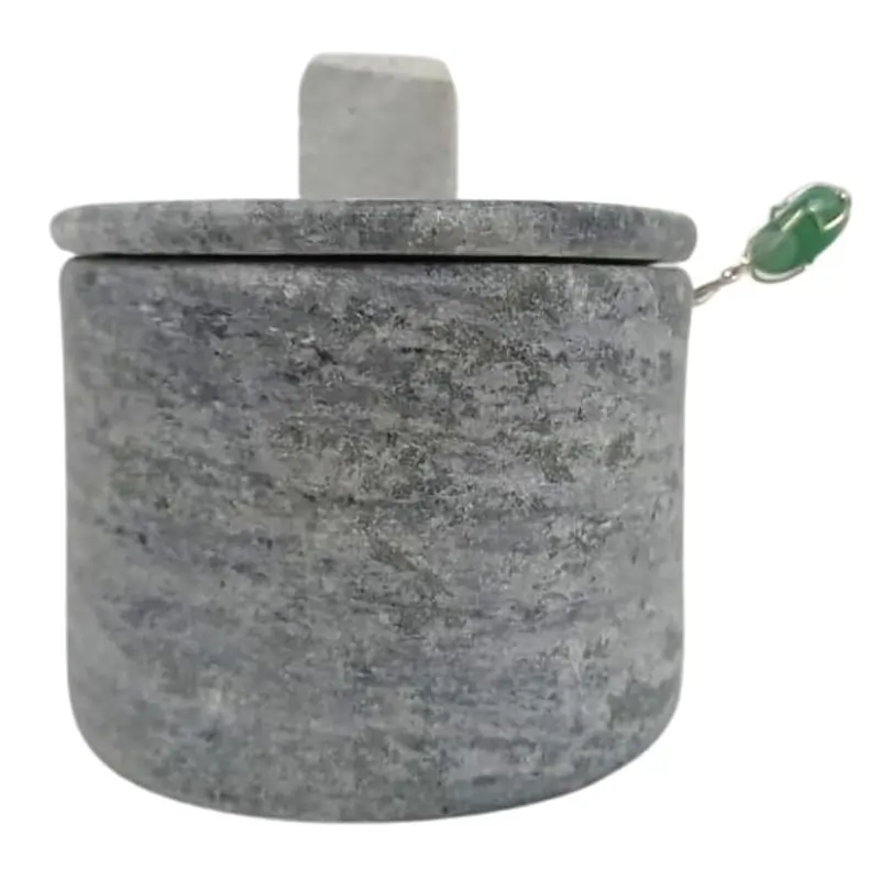 Açucareiro Farinheira Gourmet Pedra Sabão com Colher P 7cm