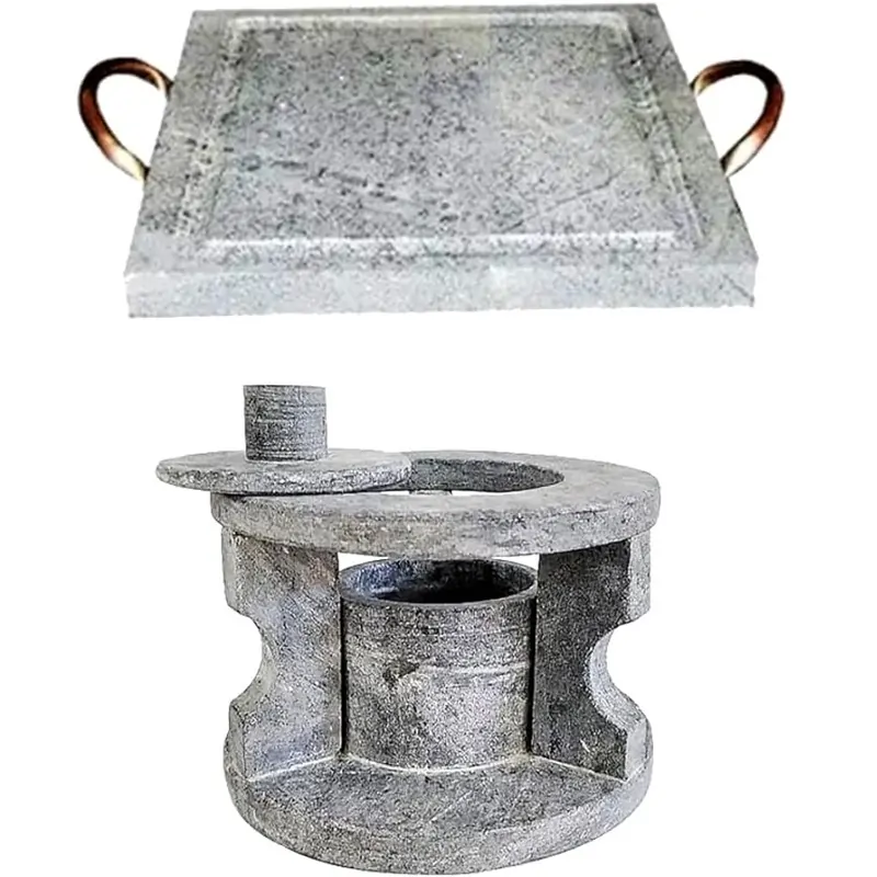 Fogareiro-Réchaud-P-e-Chapa-Quadrada-20x20cm-Pedra-Sabão