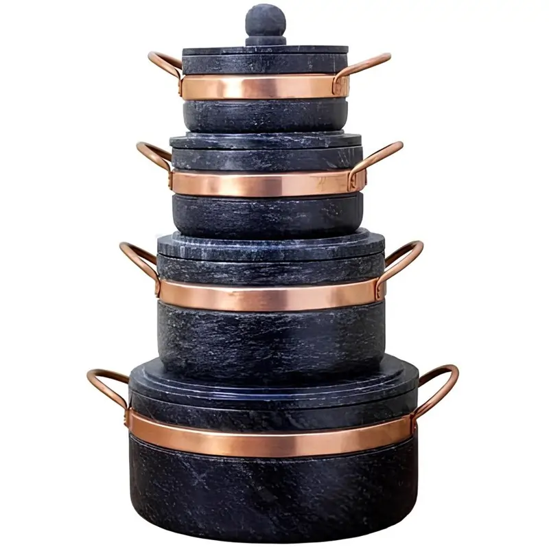 Jogo de Panelas de Pedra Sabão 1, 2, 3 e 4 Litros Melhor Acabamento