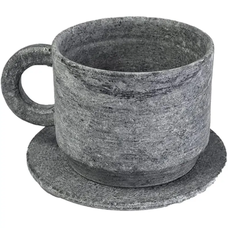 Xícara de Chá com Pires em Pedra Sabão Servir Decorar 200ml