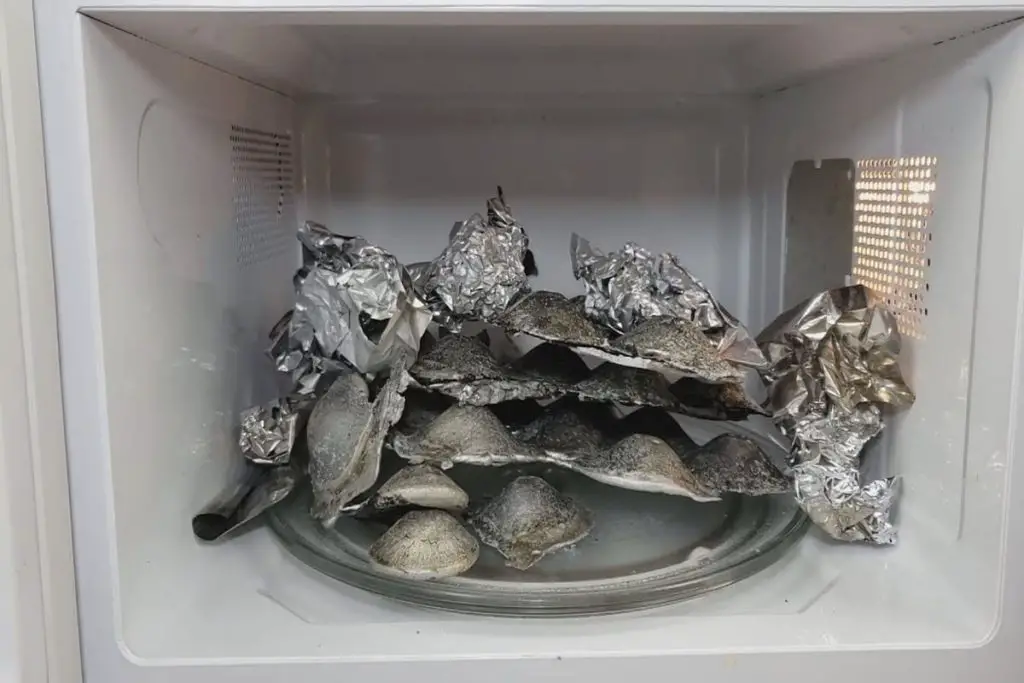 não coloque metal no micro-ondas ou panela de ferro