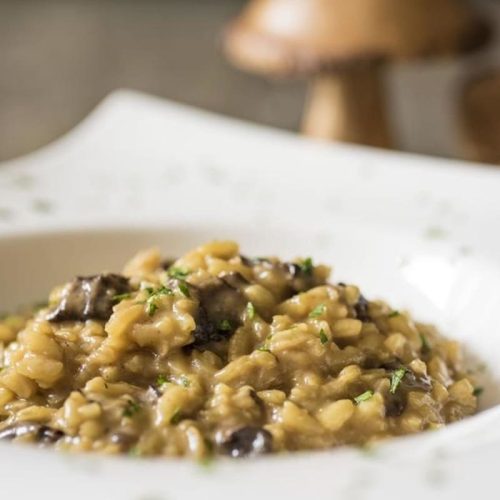 risoto de funghi na panela de pedra sabao