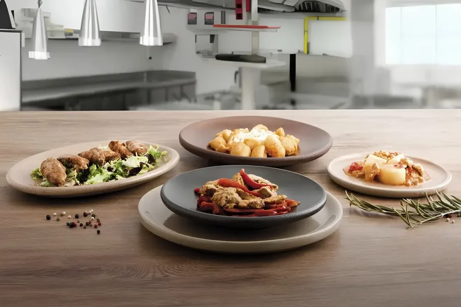 pratos de barro na mesa