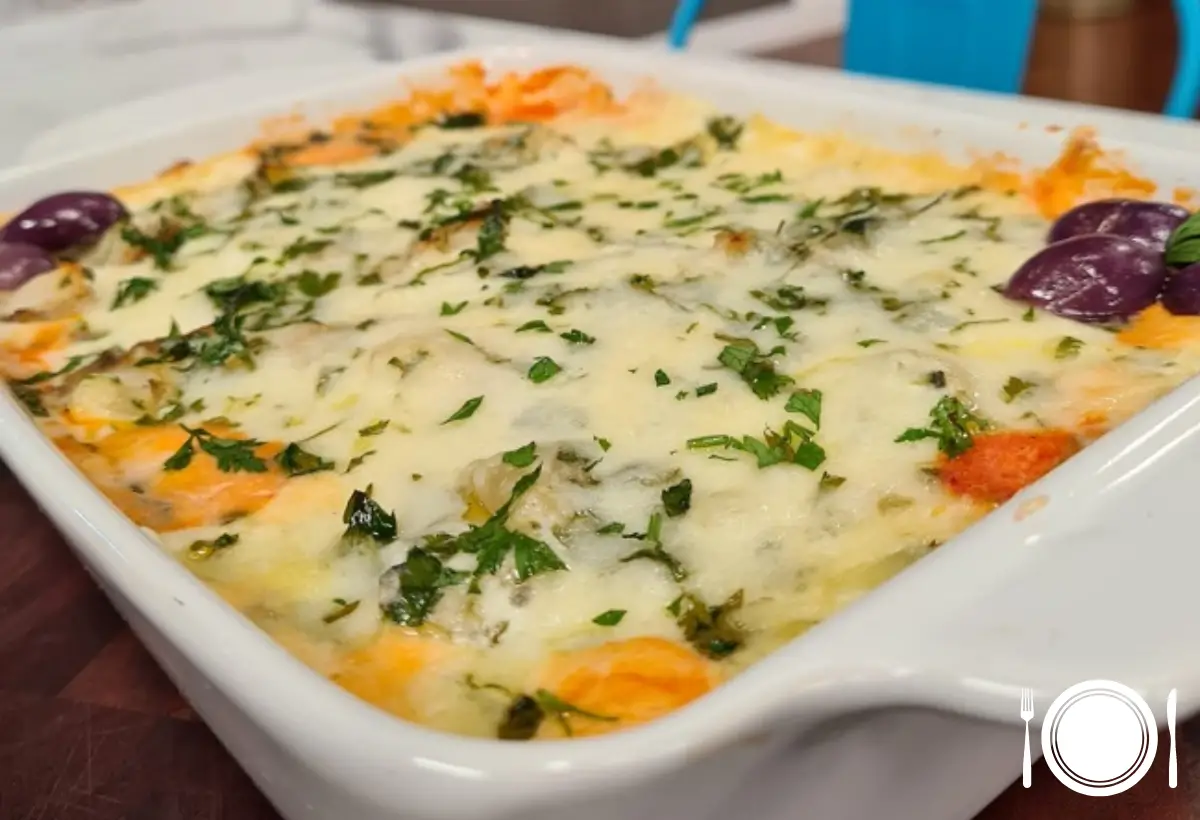 Lasanha de Bacalhau com Batatas na Panela de Pedra