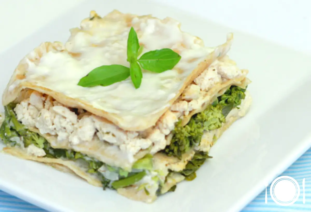 Lasanha de Brócolis com Tofu na Panela de Ferro