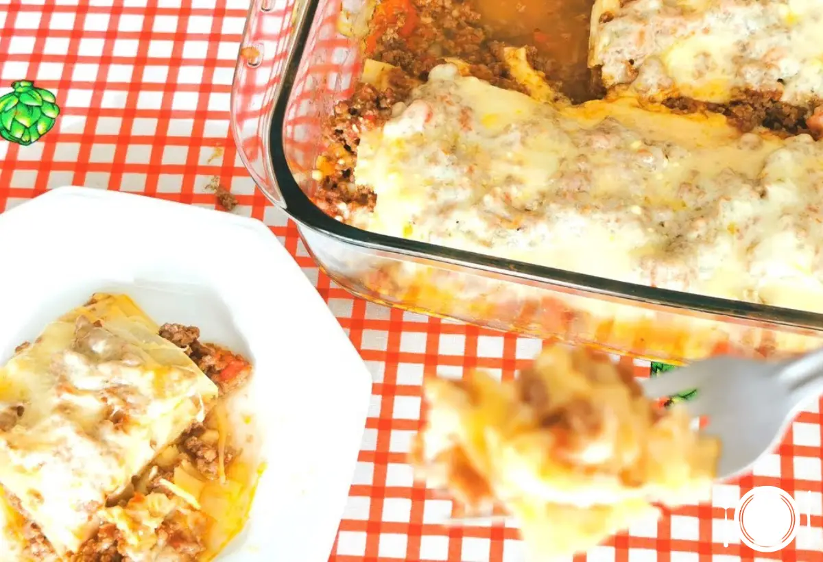 Lasanha de Palmito á Bolonhesa na Panela de Ferro