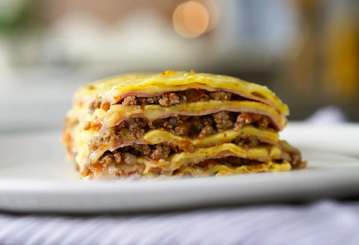 Lasanha com Massa de Panqueca na Panela de Ferro