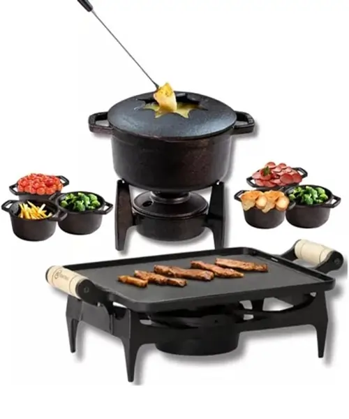 kit-Fondue-17-L-Com-6-Malgas-Mais-Rechaud-Chapa-De-Ferro-Fundido