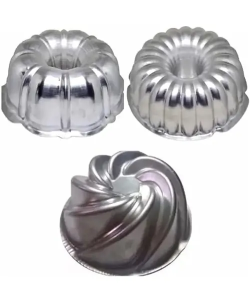 Jogo Formas Bolo Vulcão, Pudim, Torta Suíça Em Alumínio G