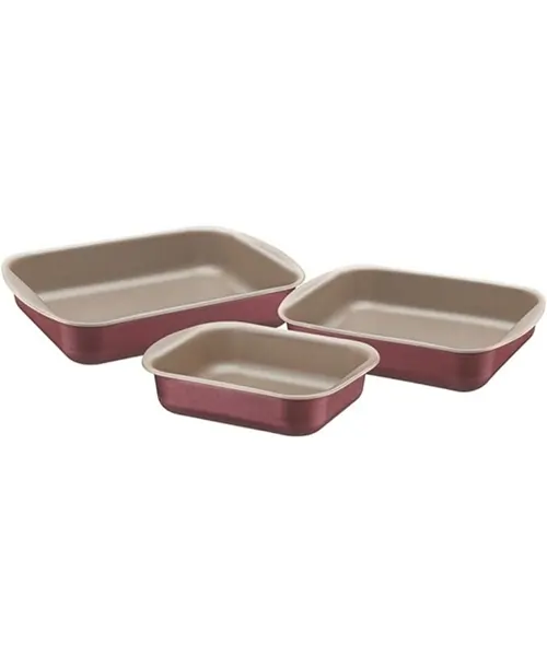 Jogo de Assadeiras de Alumínio com Revestimento Interno Antiaderente com 3 Peças, Vermelho, Tramontina