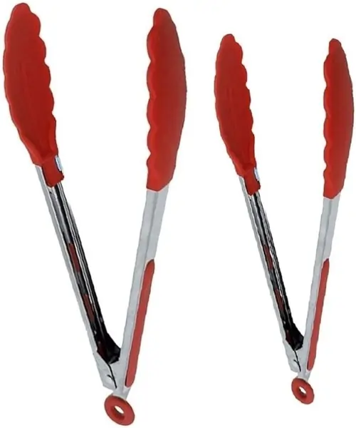 Kit-2-Pegadores-Pinca-Silicone-Tamanhos-30cm-e-25cm-para-Salada-Churrasco-Inox-Fritura