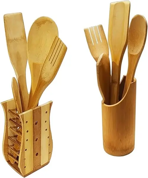 Kit-Colher-Bambu-Culinario-Pau-Suporte-Utensilios-Cozinha-Natural-Ecologico-Conjunto-Tulipa