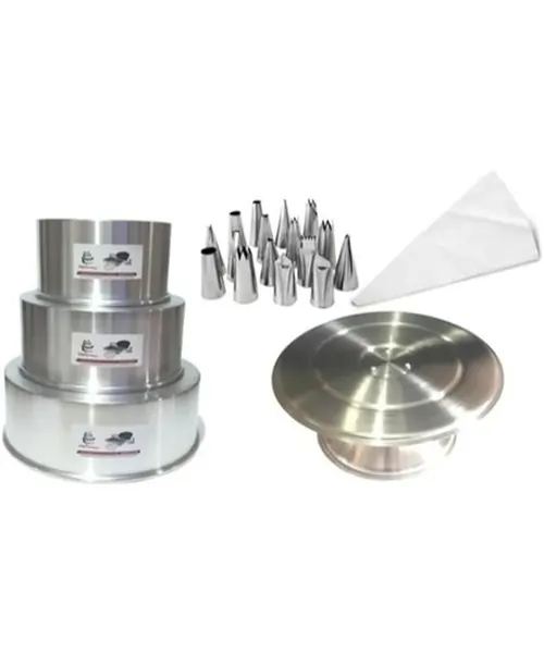 Kit Confeiteiro (3 Formas + Bailarina + 16 Bicos + Manga)