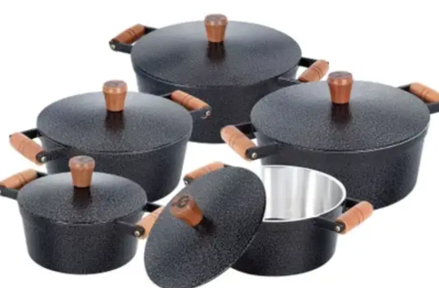 Jogo de Panela de Alumínio Batido Preto