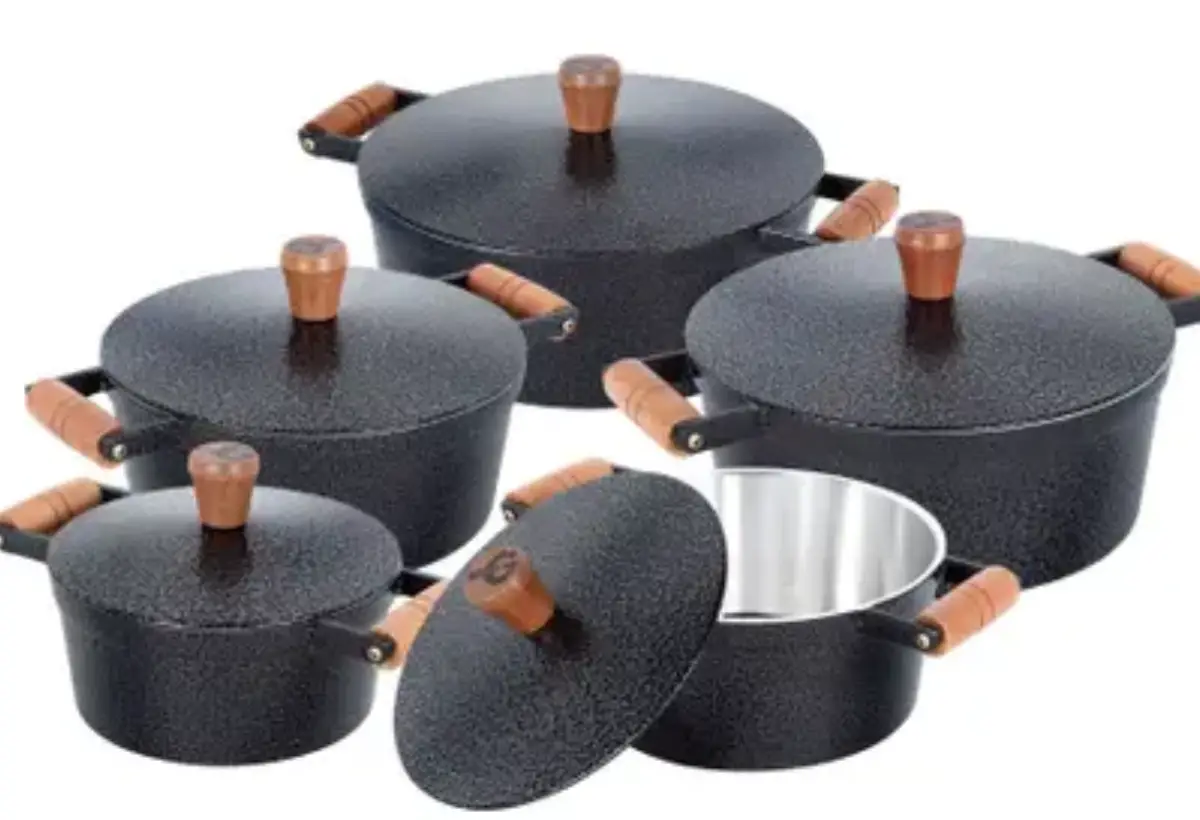 Jogo de Panela de Alumínio Batido Preto