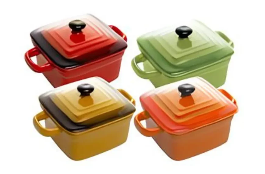 Quatro minis panelas de porcelana.