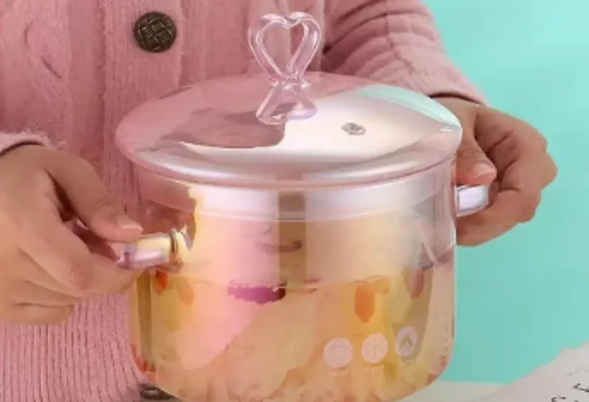 Panela de Vidro Rosa Antiaderente