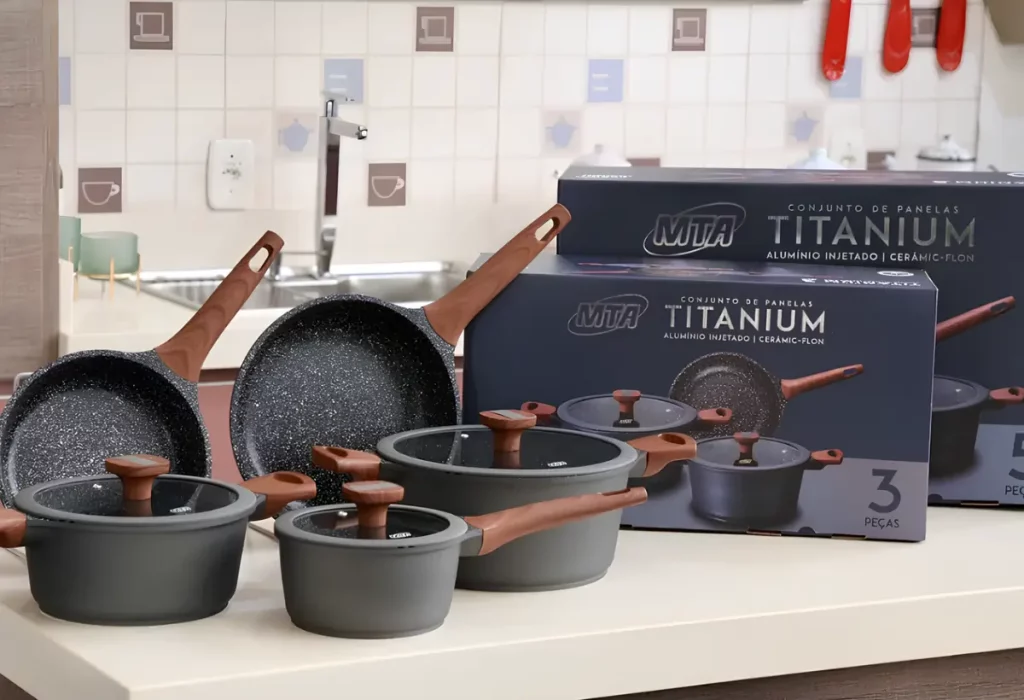 um jogo de panela que não precisa usar óleo.