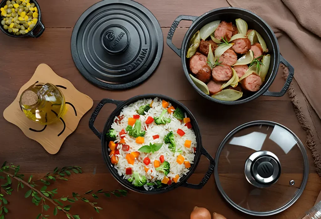 Jogo de panelas que não precisa usar óleo.