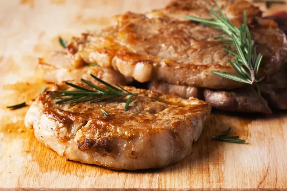 bisteca de porco feita na panela de pressão.