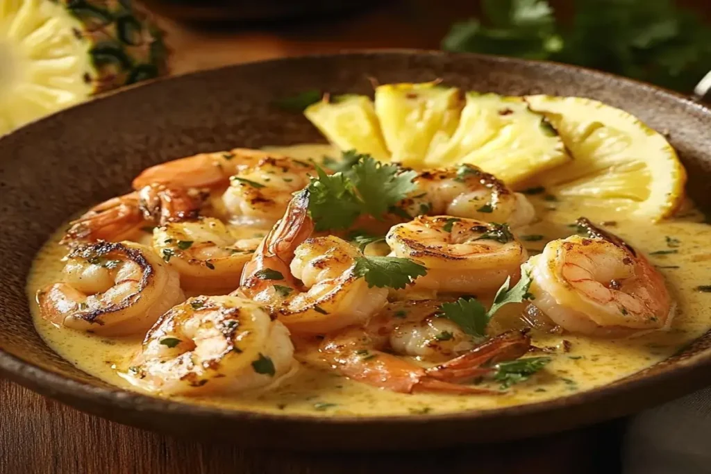 Camarão com Coco e Molho de Abacaxi