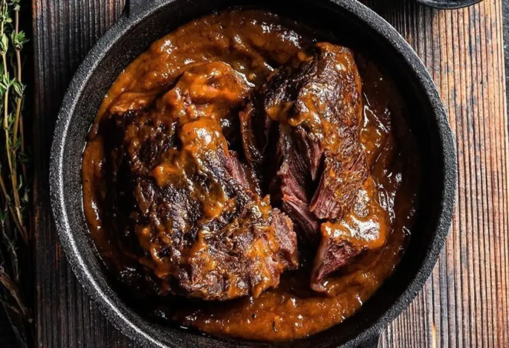 Bife sendo preparado na panela de pressão.