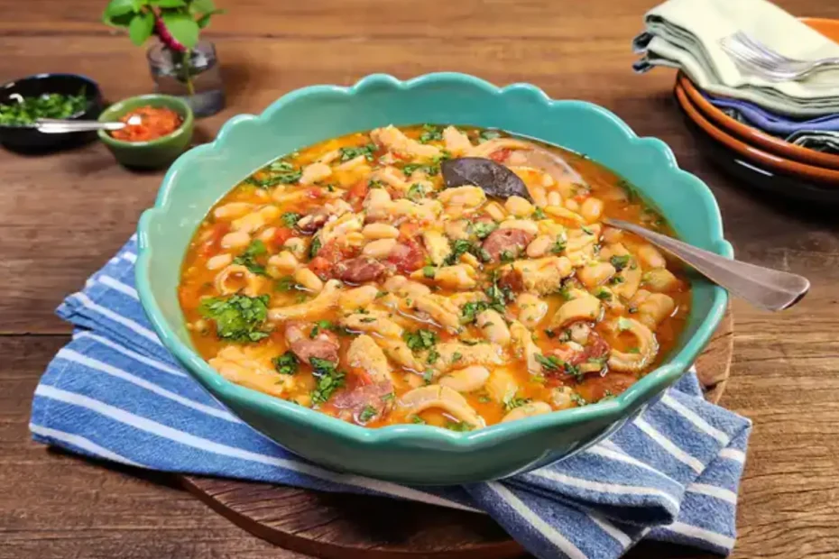Um prato com dobradinha feita na panela de pressão.