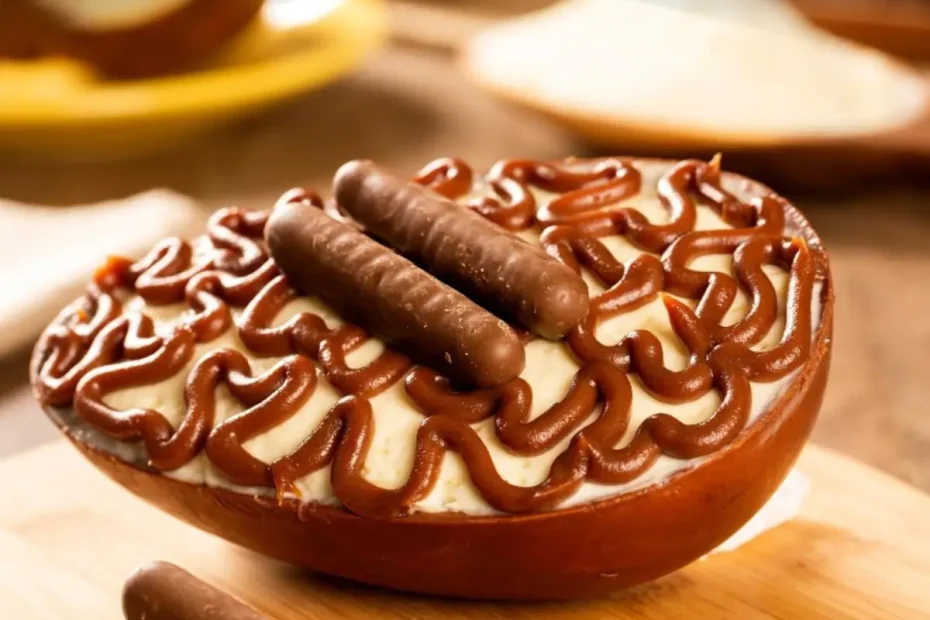 Um ovo de páscoa com recheio de nutella.