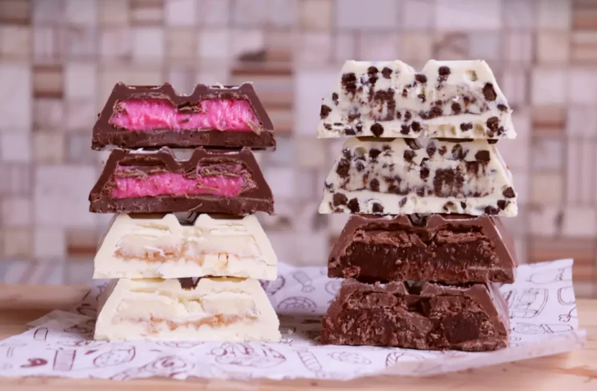 barras de chocolate caseira feitas em uma panela mexedora.