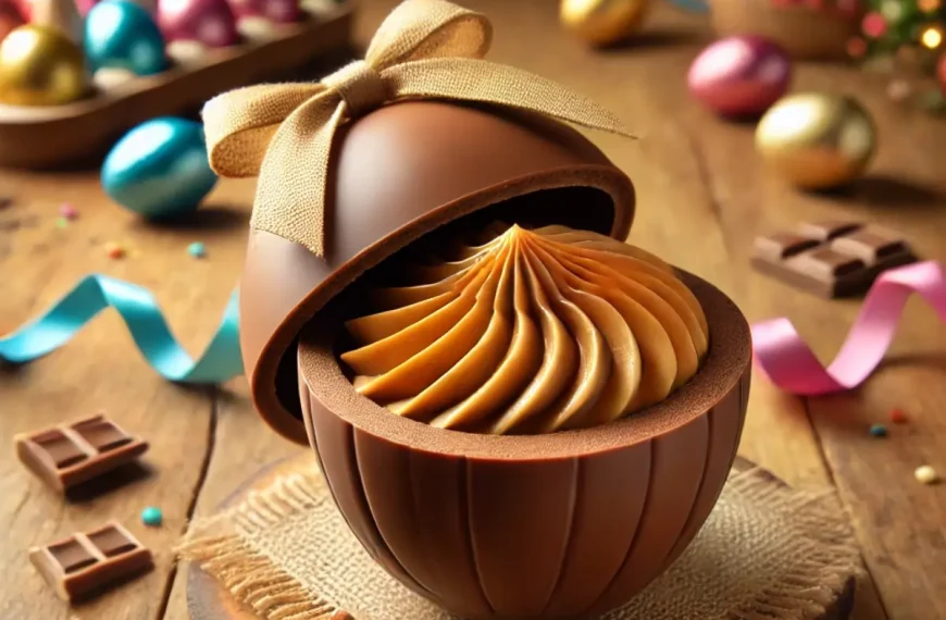 Um ovo de pascoa recheado feito na panela mexedora.