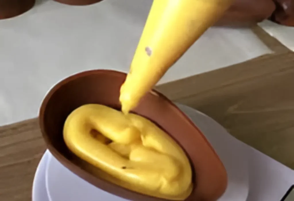 Uma casca de ovo de páscoa pronto para ser recheado.