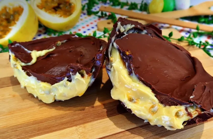 Um ovo de pascoa trufado com maracujá.