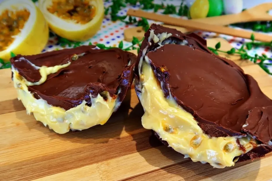 Um ovo de pascoa trufado com maracujá.