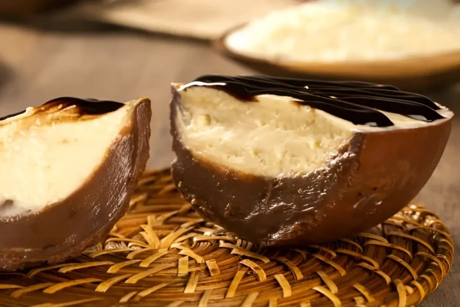 um ovo de páscoa de três chocolates.