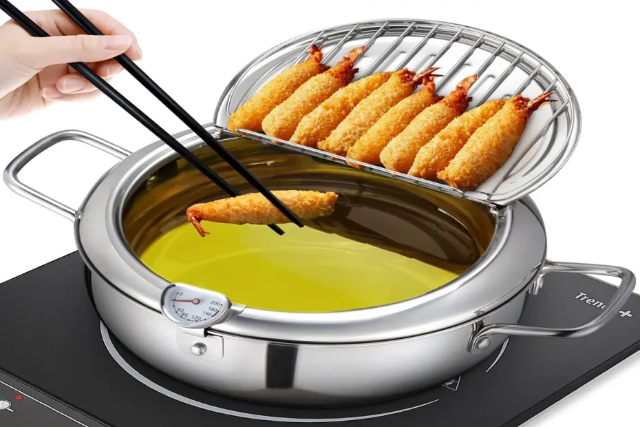 Panela de fritura japonesa descubra o segredo da crocância perfeita no seu tempurá 2